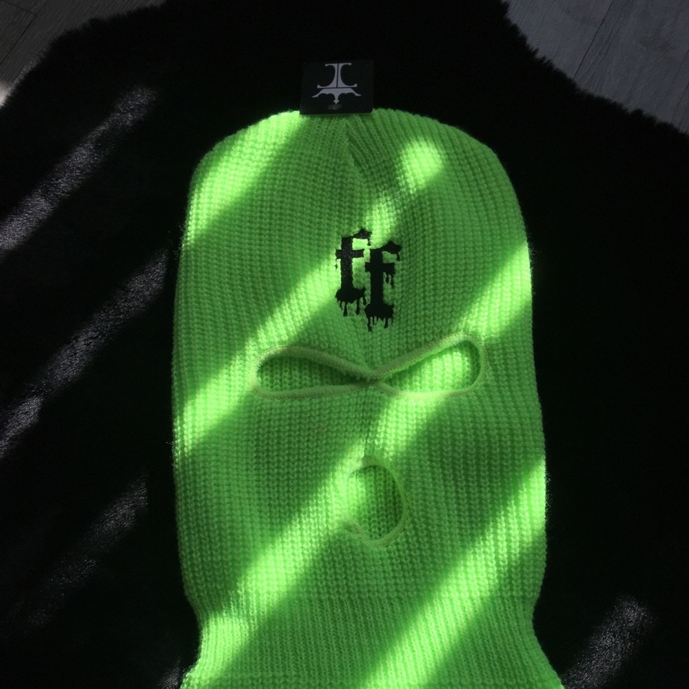Lime green, Filthy fangs ski mask with tags!